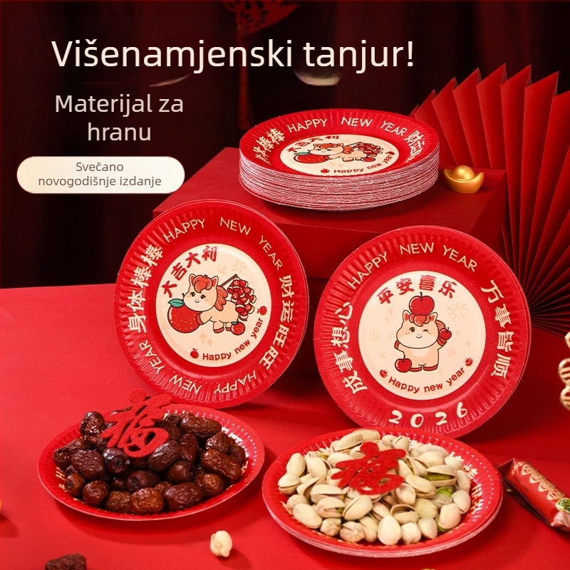 Jednokratne ploče od celuloze šećerne trstike, biorazgradive, okrugle, set za vanjske roštilje i rođendanske torte