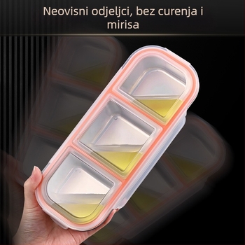Kutija za ručak od nehrđajućeg čelika 304, s tri odjeljka, zatvorena i prenosna, kapacitet 800-1000 ml, jednoslojna