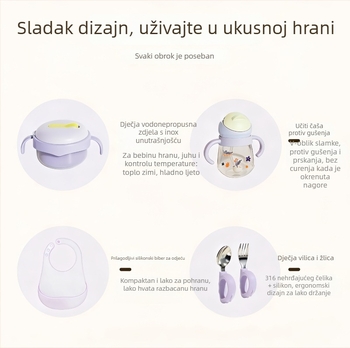 Biboo Dječji set posuđa u kutiji za poklon – 5 kom silikonskih posuđa za bebe od 6 mjeseci
