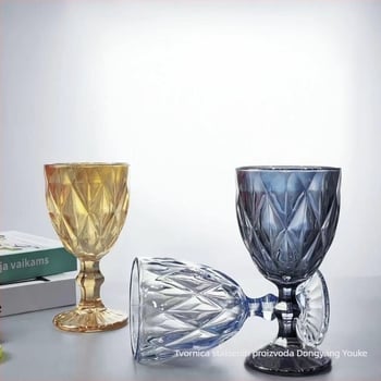 Čaša za vodu – staklo soda-lime, jednostavna, težina 340 g, zlatni završetak elektroplate, ekološki i otporan na visoke temperature