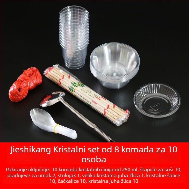 Jednokratni set posuđa — četiri komada, biogradabilan, bez prilagodbe; podrijetlo Kina; stil moderni minimalizam.