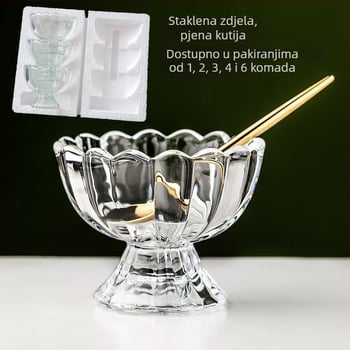 Čaša za sladoled / čaša za mliječni čaj, višeslojno staklo s pjeskarenjem, kružni oblik, otpornost na visoke temperature