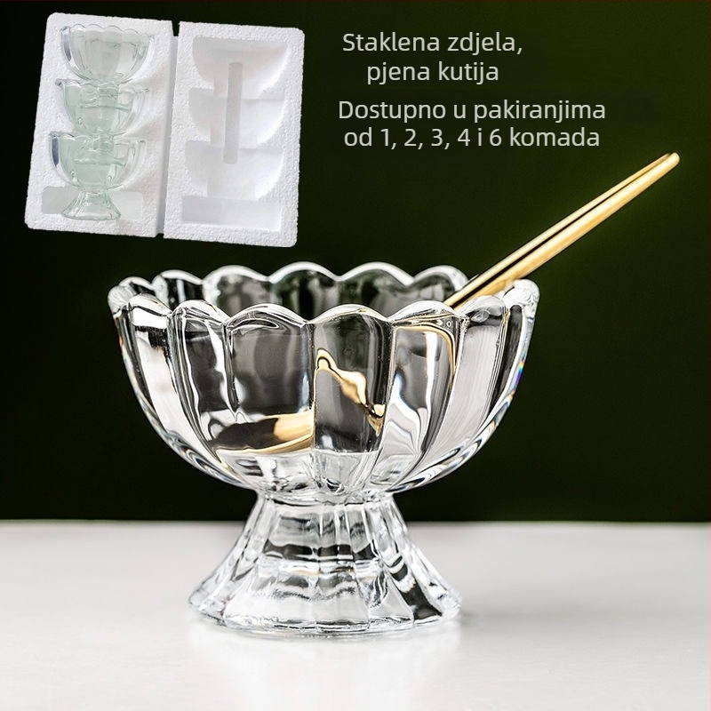 Čaša za sladoled / čaša za mliječni čaj, višeslojno staklo s pjeskarenjem, kružni oblik, otpornost na visoke temperature