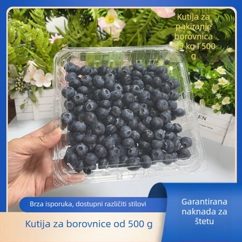 Kutija za pakiranje borovnica, dišni PET, prozirno ojačan plast, jednokratna upotreba, 100 komada u pakiranju
