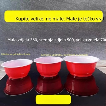 Ekstra debela jednokratna crvena zdjela za kućne svadbene proslave, otporna na visoke temperature plastična zdjela za parenje