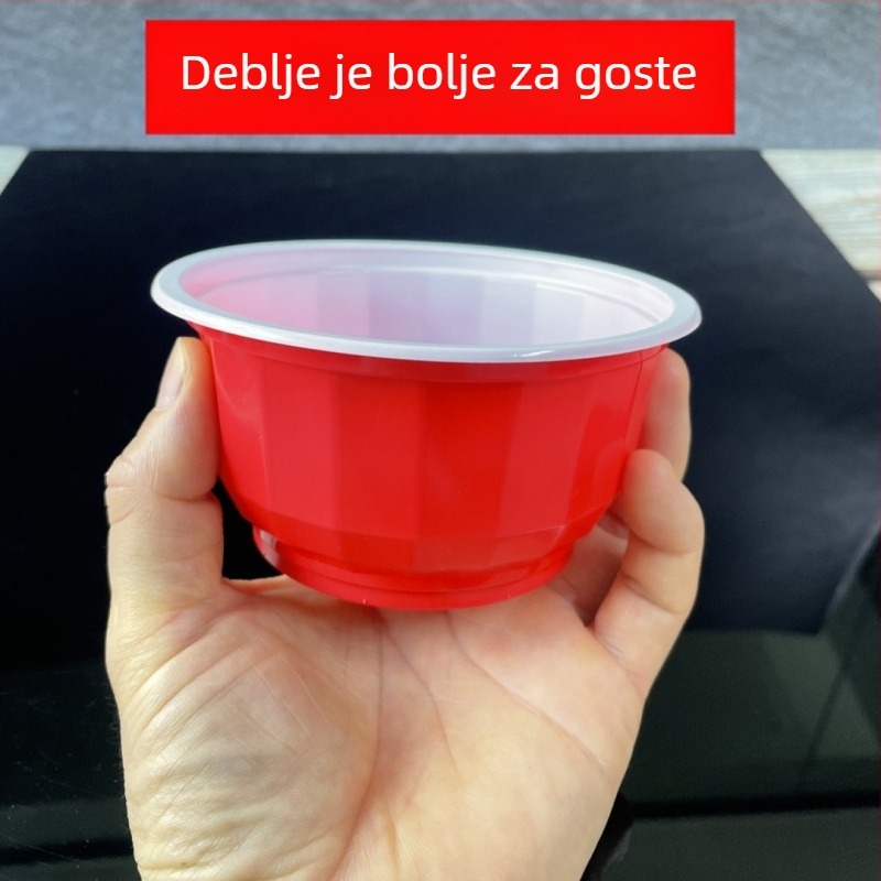 Ekstra debela jednokratna crvena zdjela za kućne svadbene proslave, otporna na visoke temperature plastična zdjela za parenje