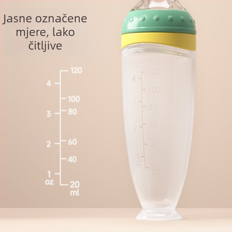 Dječja silikonska žlica za hranjenje — mekana i stisljiva, kompatibilna s bočicom, za rižinu kašu (od 3 mjeseca)
