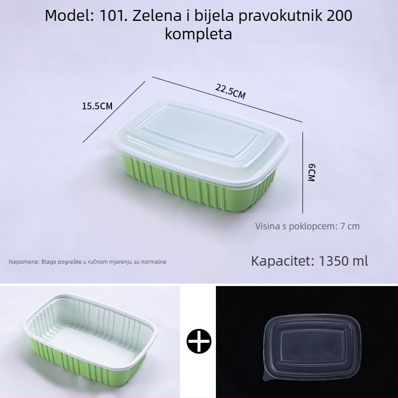 Jednokratna plastična kutija za ručak s poklopcem, nije mikrovalna, tiskanje logotipa omogućeno, težina 3