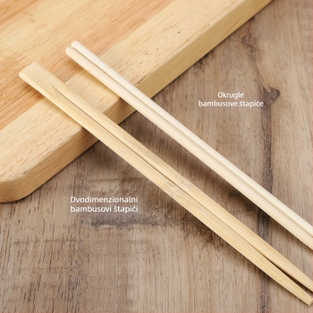 Set pribora od bambusa za jednokratnu upotrebu: štapići i žlica, četiri dijela, okrugli oblik, četiri u jednom, prilagodljivo, pakiranje 500 kom.