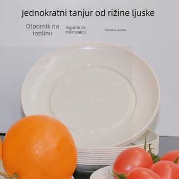 Set jednokratnih zdjela i štapića od ljuske riže, biorazgradiv, debeli, otporan na visoke temperature, za piknik, vjenčanje i kućnu uporabu