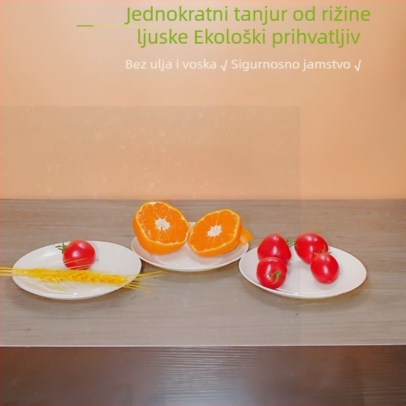Set jednokratnih zdjela i štapića od ljuske riže, biorazgradiv, debeli, otporan na visoke temperature, za piknik, vjenčanje i kućnu uporabu