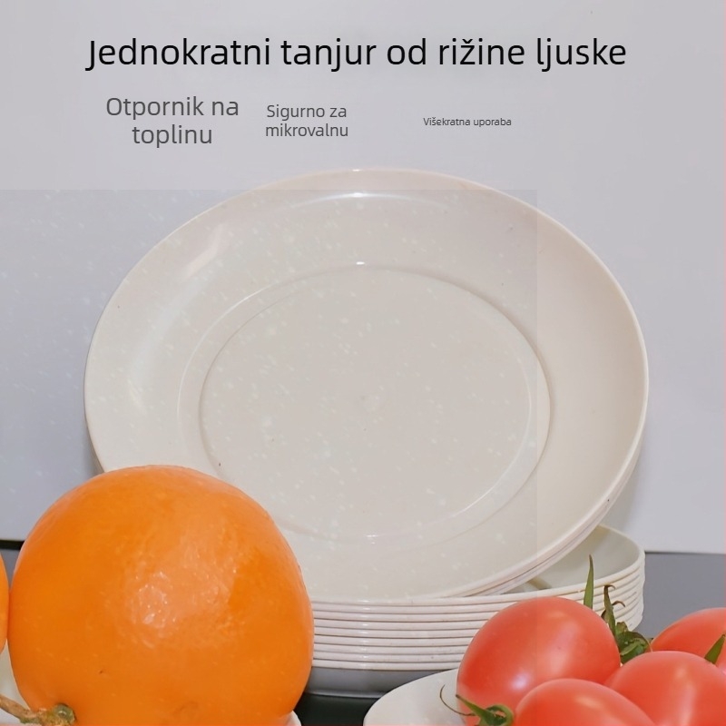 Set jednokratnih zdjela i štapića od ljuske riže, biorazgradiv, debeli, otporan na visoke temperature, za piknik, vjenčanje i kućnu uporabu