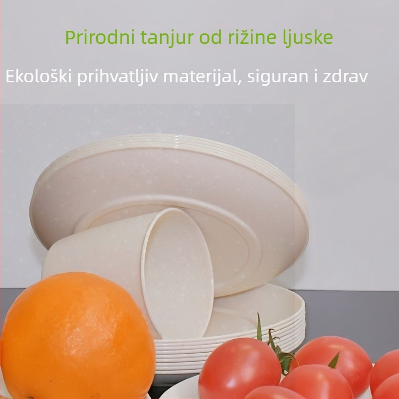 Set jednokratnih zdjela i štapića od ljuske riže, biorazgradiv, debeli, otporan na visoke temperature, za piknik, vjenčanje i kućnu uporabu