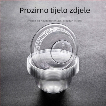 Jednokratna prozirna PS plastična zdjela za hot pot i dostavu, modernog i jednostavnog dizajna, s tiskanim logom, bez prilagođavanja