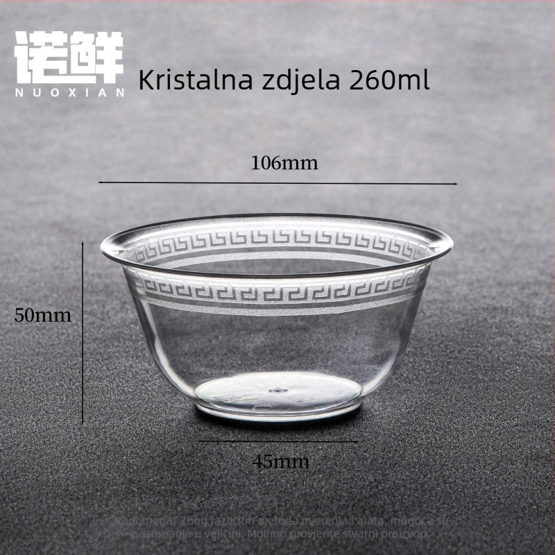 Jednokratna prozirna PS plastična zdjela za hot pot i dostavu, modernog i jednostavnog dizajna, s tiskanim logom, bez prilagođavanja