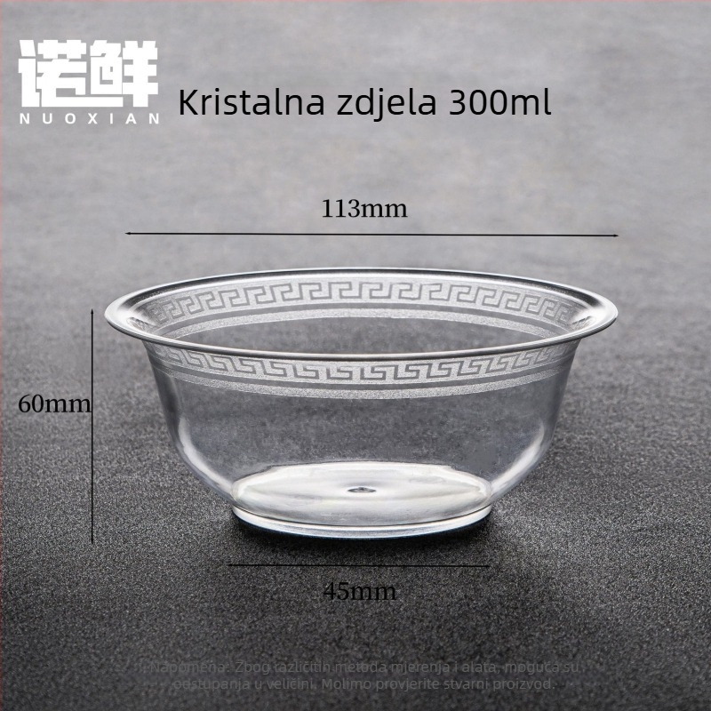 Jednokratna prozirna PS plastična zdjela za hot pot i dostavu, modernog i jednostavnog dizajna, s tiskanim logom, bez prilagođavanja