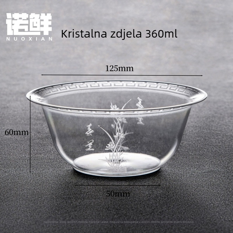 Jednokratna prozirna PS plastična zdjela za hot pot i dostavu, modernog i jednostavnog dizajna, s tiskanim logom, bez prilagođavanja