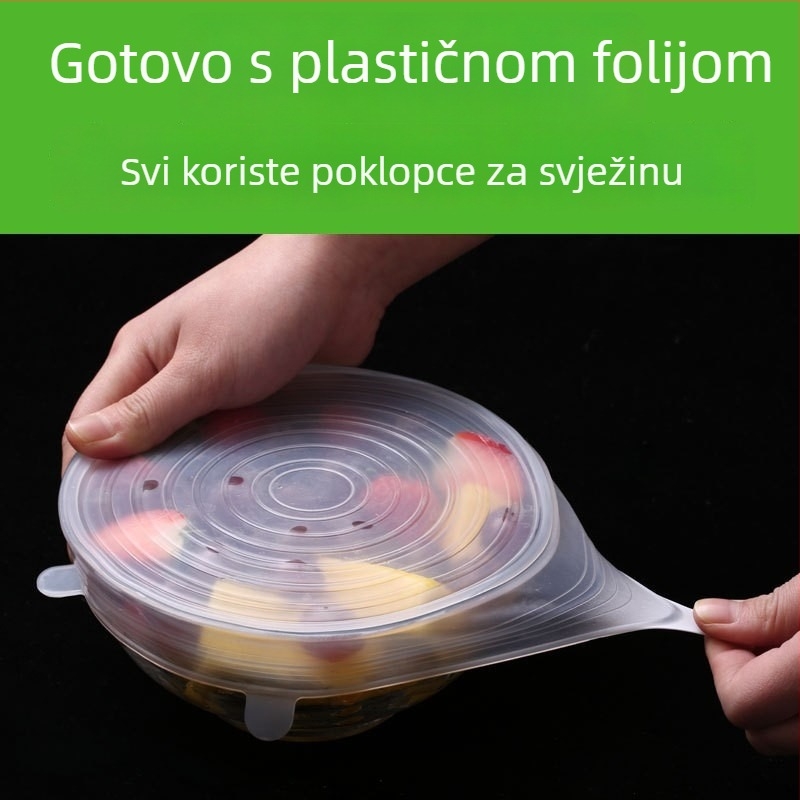 Silikonski poklopci za čuvanje svježine, set od 6 komada, višefunkcionalni poklopci za zdjele, rastezljivi silikon poklopci za čuvanje hrane, kuhinja i dom