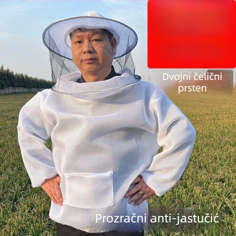 Prozračan pčelarski kombinezon od pamuka, podijeljenog tipa, zaštita od uboda, s mrežastom kapom