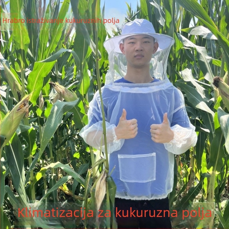 Prozračan pčelarski kombinezon od pamuka, podijeljenog tipa, zaštita od uboda, s mrežastom kapom