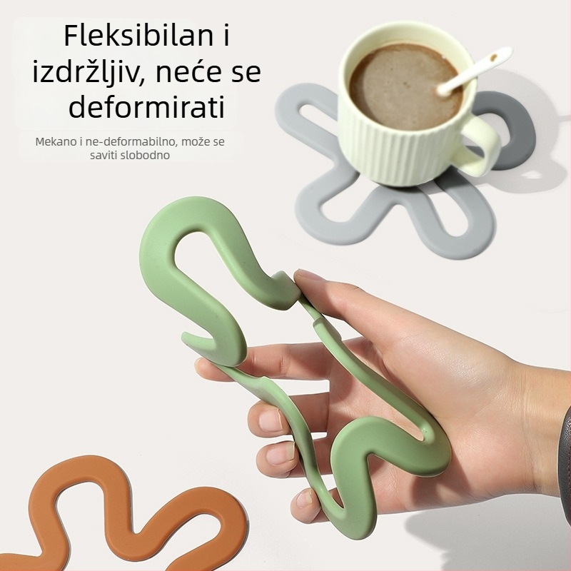 Silikonska podloška za stol za nepravilan oblik, jednofarban uzorak, moderni minimalistički stil, termoizolacijska podloga