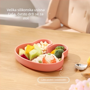 Silikonski dječji tanjur za hranjenje s integriranim usisnim nastavkom – Coconut, 1 kom, za dob od 6 mjeseci
