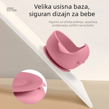 Silikonski set posuđa za djecu s dizajnom sove i podijeljenim tanjurićem, 12 komada, kutija za prašak mlijeka s tri odjeljka, pogodno za djecu od 3 mjeseca