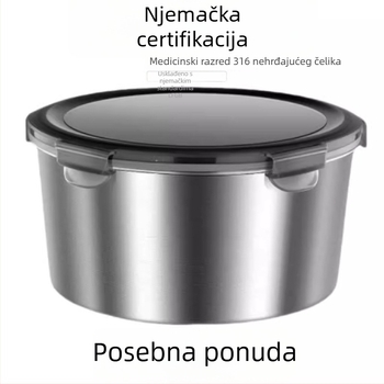 Kutija za ručak od 316 prehrambene nehrđajuće čelika, s poklopcem i izolacijom, mikrovlnno sigurna, okruglog oblika