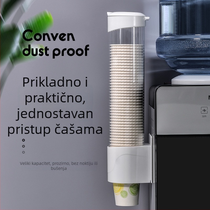 Plastični zidni držač za jednokratne papirnate čaše – bez bušenja, otporan na prašinu, za pohranu čaša