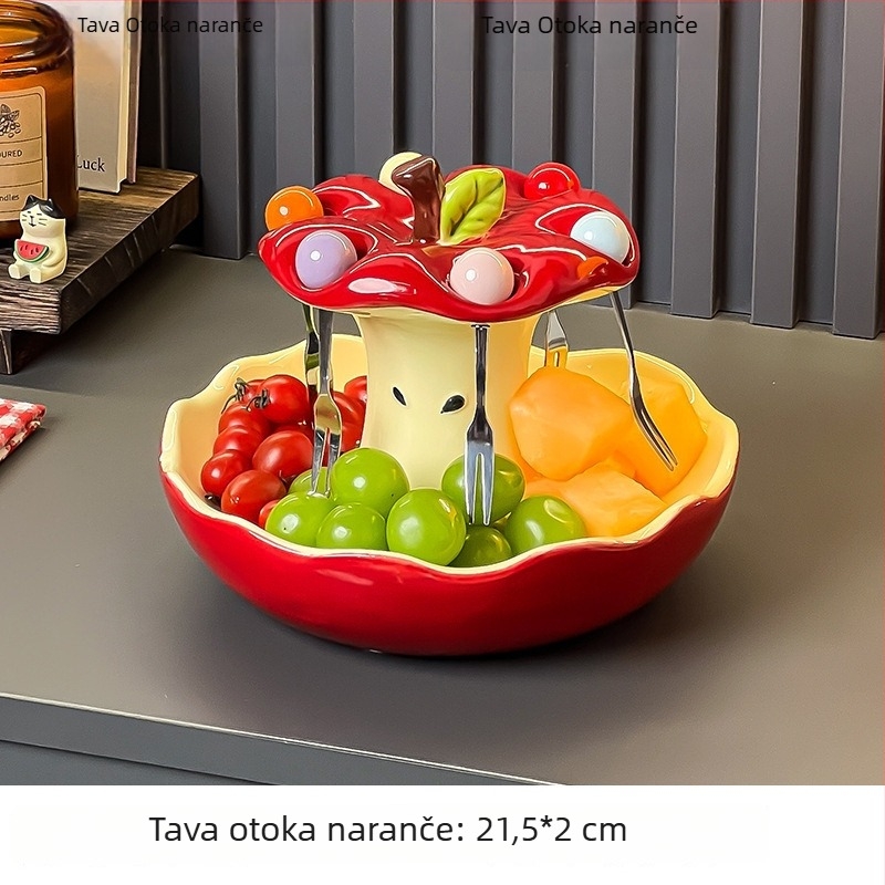Set vilica za voće s pladnjem za voće, nehrđajući čelik, karikatura uzorak, svjež stil, za odrasle