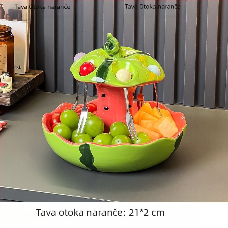 Set vilica za voće s pladnjem za voće, nehrđajući čelik, karikatura uzorak, svjež stil, za odrasle