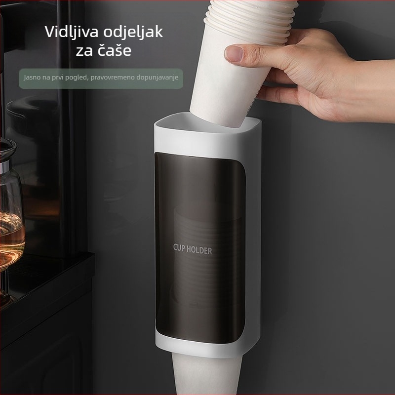 LOOCOO Automatski izdavač čaša i zidni držač papirnatih čaša, ABS+PS, bez bušenja, 0,32–0,52 kg