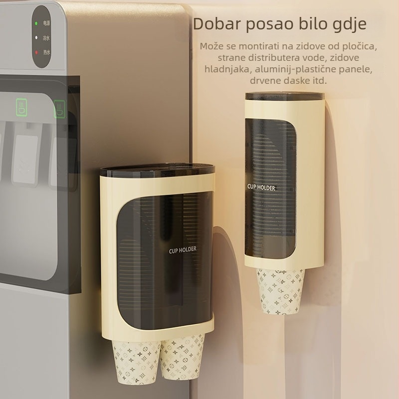 LOOCOO Automatski izdavač čaša i zidni držač papirnatih čaša, ABS+PS, bez bušenja, 0,32–0,52 kg