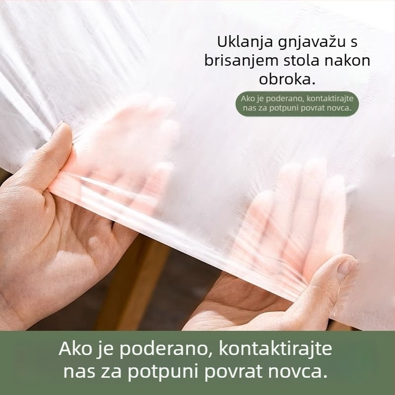 Jednokratni kružni stolnjak, PE materijal, nebiodegradibilan, rok trajanja 12 mjeseci