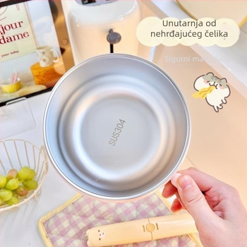 Instant zdjela za nudle od 304 nehrđajućeg čelika, s poklopcem, velika zapremina, karirani uzorak, moderni minimalistički stil