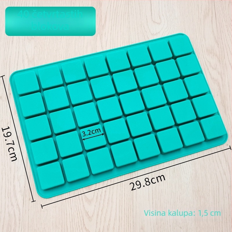 Kvadratni silikon kalup za kolače DIY — platinski silikon, hrana kvaliteta, lako otpuštanje, zabavan ručni kalup za muffine