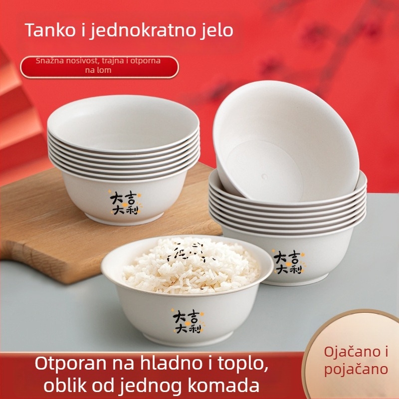 Jednokratna zdjela, debela i otporna na visoke temperature, kineska posuda za druženje; kapacitet 350 ml; materijal: drugi; uzorak: font; oblik: okrugao
