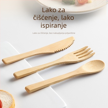 Set noževa, vilica i žlica od bambusa, tri komada – bambus materijal, moderan jednostavan stil, prilagodljiv, vrhunska kvaliteta