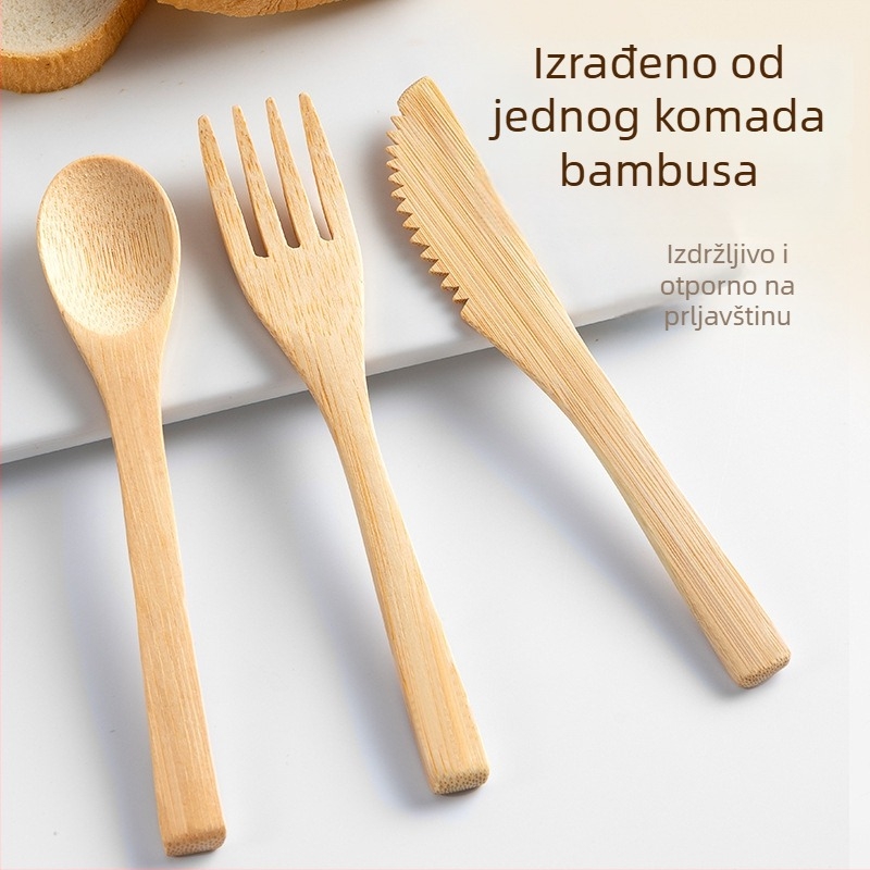 Set noževa, vilica i žlica od bambusa, tri komada – bambus materijal, moderan jednostavan stil, prilagodljiv, vrhunska kvaliteta