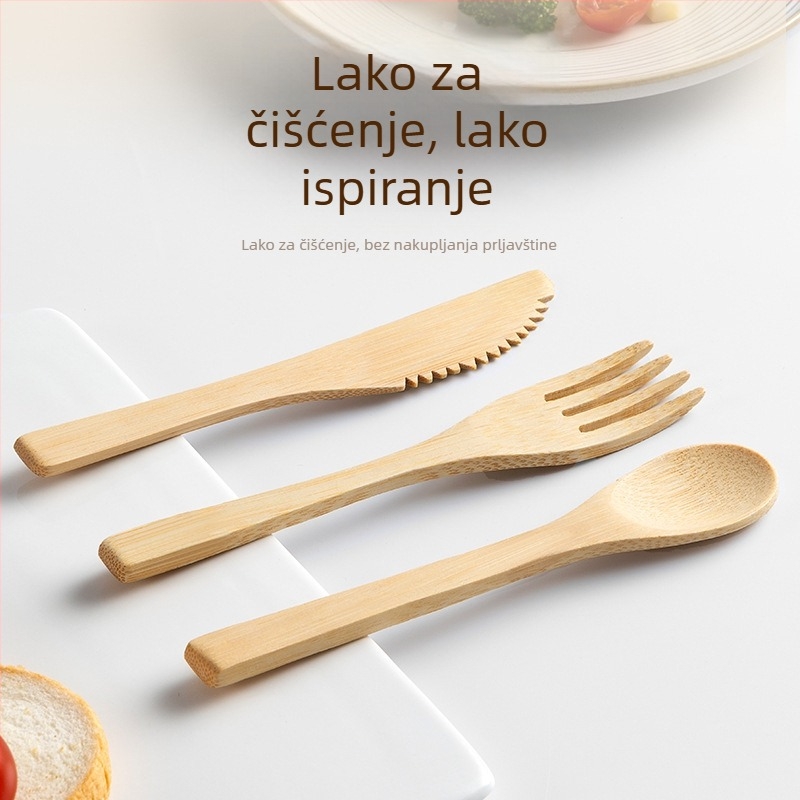 Set noževa, vilica i žlica od bambusa, tri komada – bambus materijal, moderan jednostavan stil, prilagodljiv, vrhunska kvaliteta