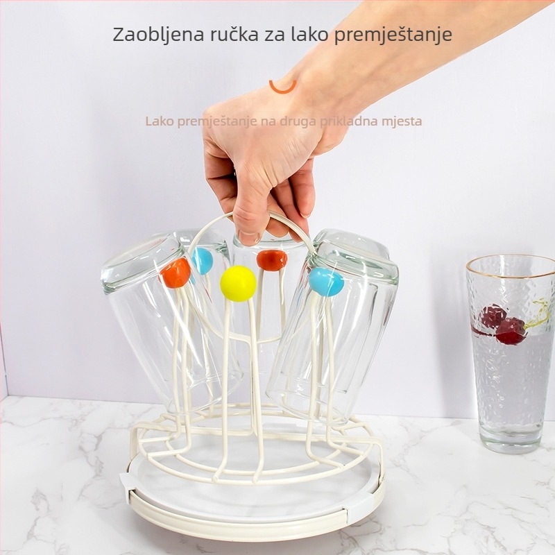 Držač za čaše i organizator kuhinjskog pulta s odvodnim stalkom i pladnjem — od ugljičnog čelika, japanski stil, težina 556 g.