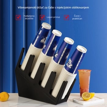 Držač čaša s nagibom i četiri pretinca, injekcijski oblikovana plastika, moderni minimalistički dizajn, težina 600 g