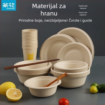 Jednokratno papirnato posuđe: zdjele, tanjuri i pladnjevi – kružni oblik – biološki razgradivo – Camellia