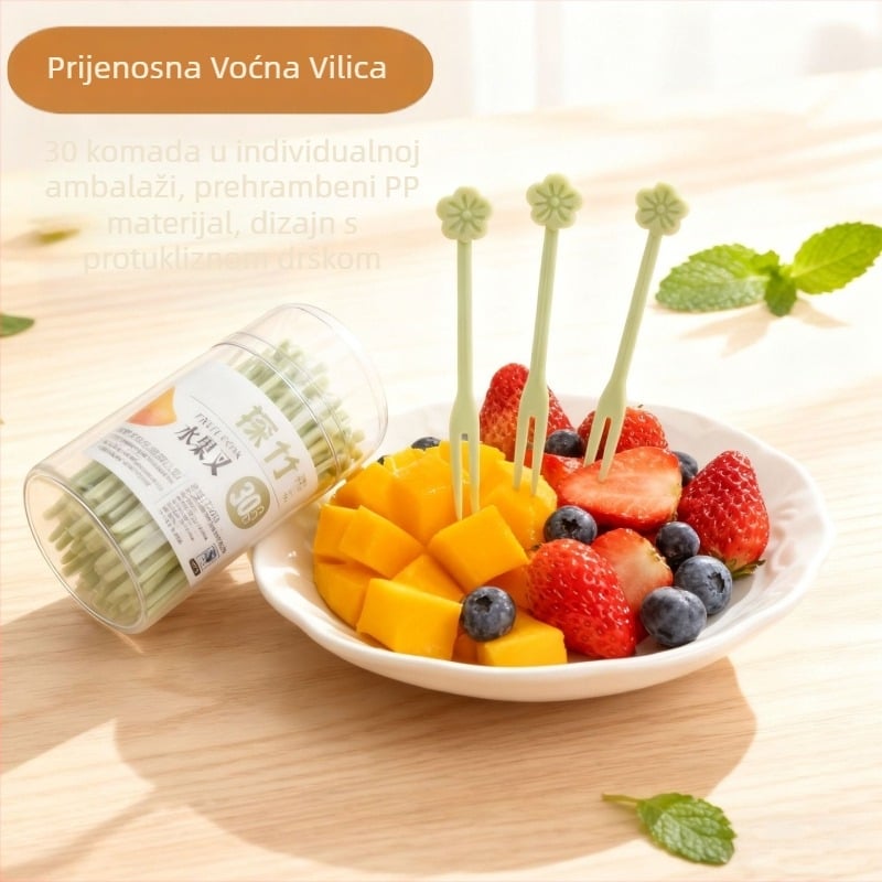Jednokratni set vilica za voće, plastični, 30 komada, modernog jednostavnog stila