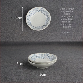 Porcelanski kružni tanjur za umake s cvjetnim uzorkom, moderan minimalistički stil