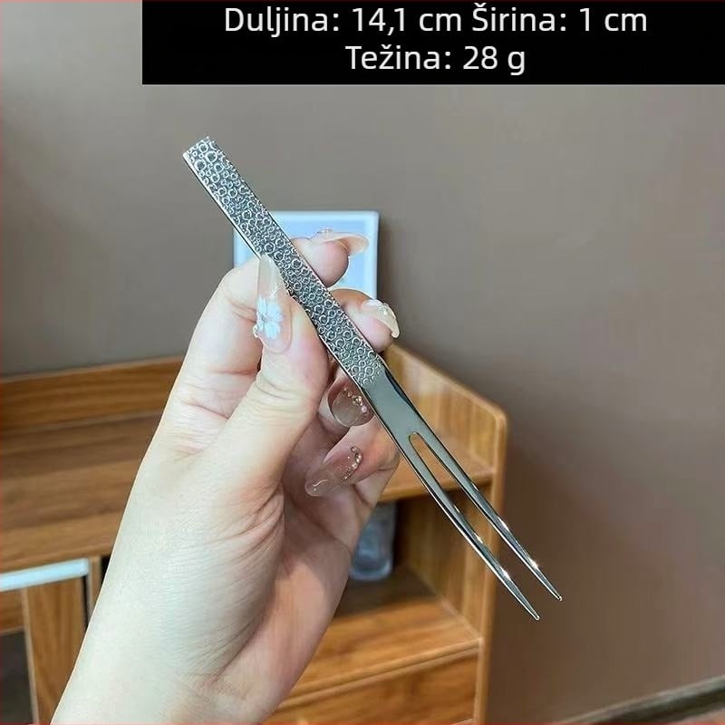 Vilica za voće od nehrđajućeg čelika s udubljenom površinom — set dvuzubih desertnih vilica