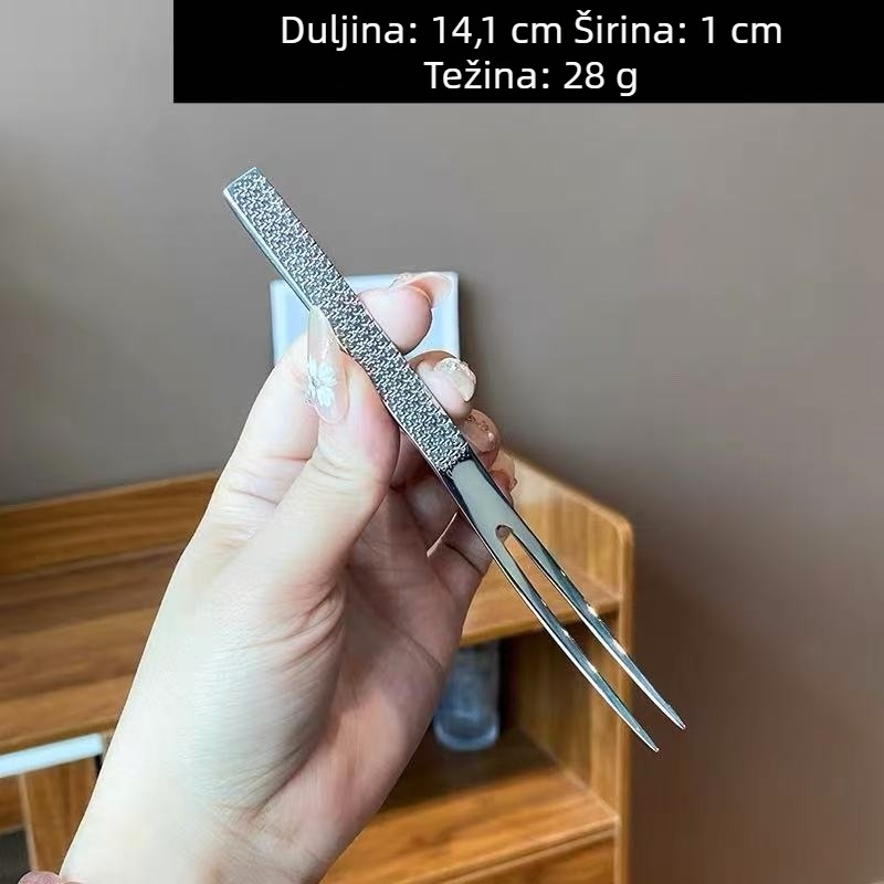 Vilica za voće od nehrđajućeg čelika s udubljenom površinom — set dvuzubih desertnih vilica