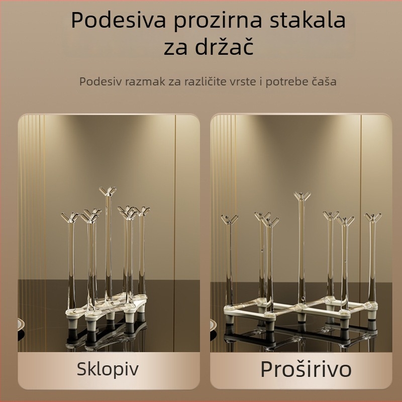 CR Teleskopski podesivi držač čaša s obrnuti odvodom – PP materijal, 0,36 kg, Kuhinja