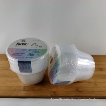 Jednokratna okrugla plastična kutija za obrok, 1000 ml, s poklopcem, prozirna, debela verzija