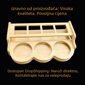 Drveni kuhinjski regal za skladištenje s držačem za začine i stalak za čaše vina, viseći, jednoslojni, moderni minimalistički dizajn